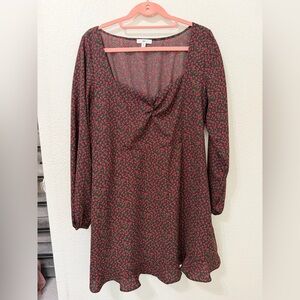 BP Red and Black Floral Long Sleeve Dress